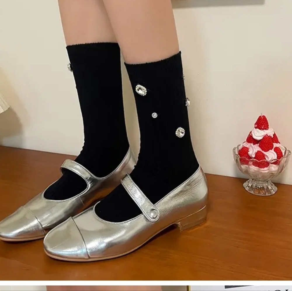 Black Rhinestone Socks